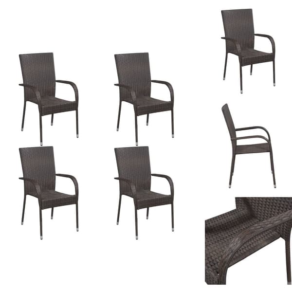 Havestole - Living stabelbare havestole 4 stk. polyrattan brun