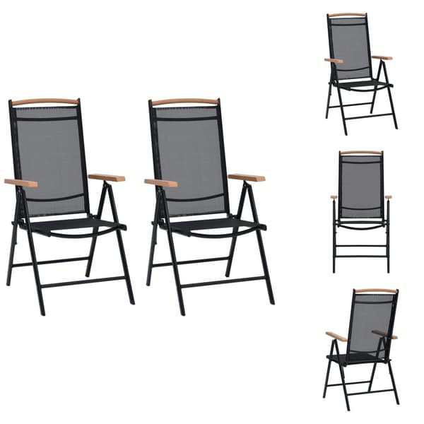Utestolar - Living Hopfällbara trädgårdsstolar 2 st aluminium och textilene svart