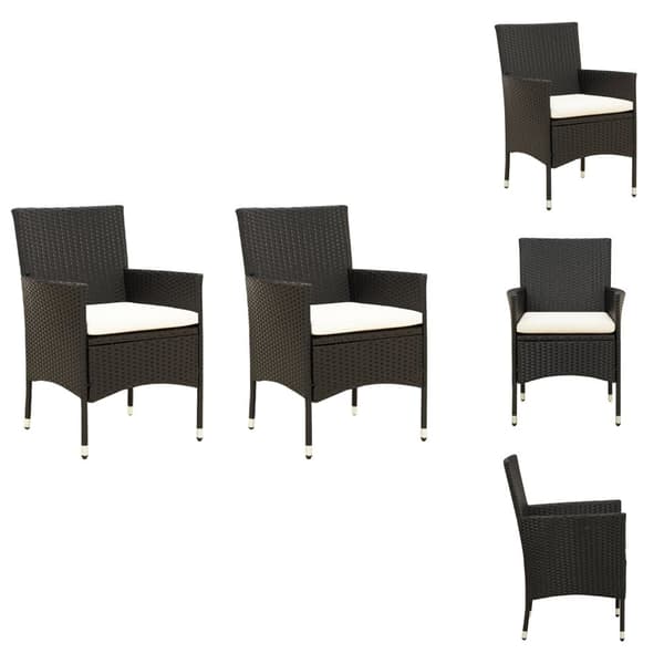Havestole - Living havestole med hynder 2 stk. polyrattan sort