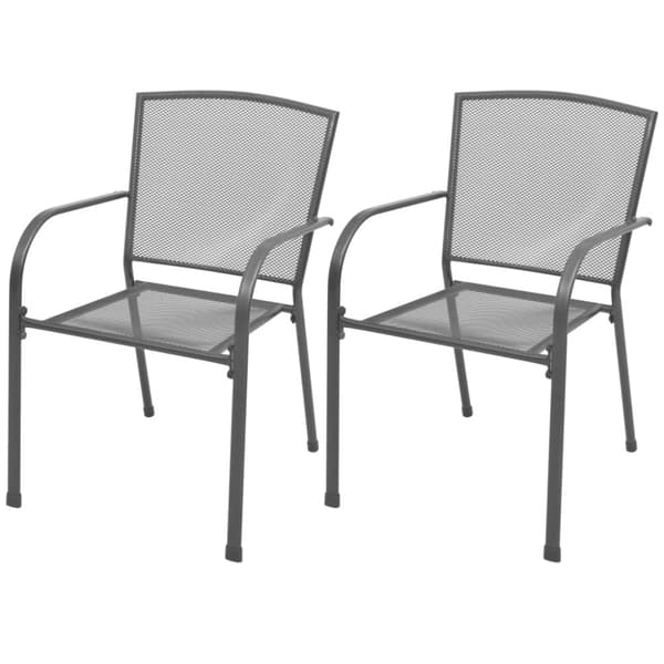 Havestole - Living stabelbare havestole 2 stk. stål grå