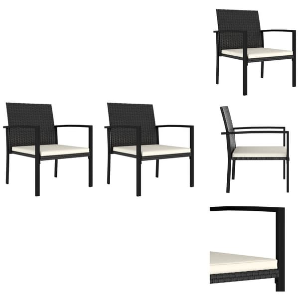 Havestole - Living spisebordsstole til haven 2 stk. polyrattan sort