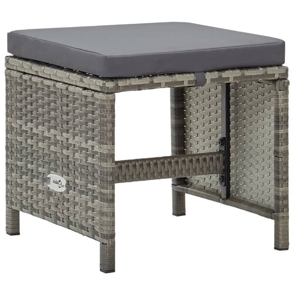 Havestole - Living haveskamler 4 stk. med hynder polyrattan grå