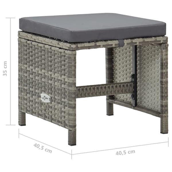 Havestole - Living haveskamler 4 stk. med hynder polyrattan grå