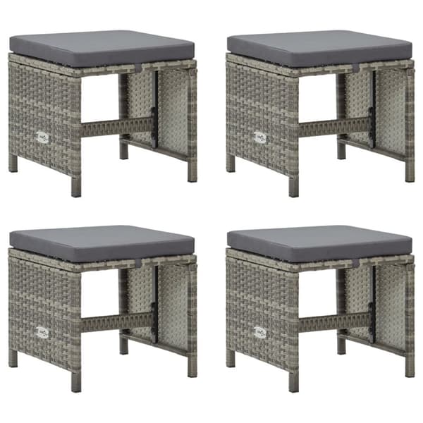 Havestole - Living haveskamler 4 stk. med hynder polyrattan grå