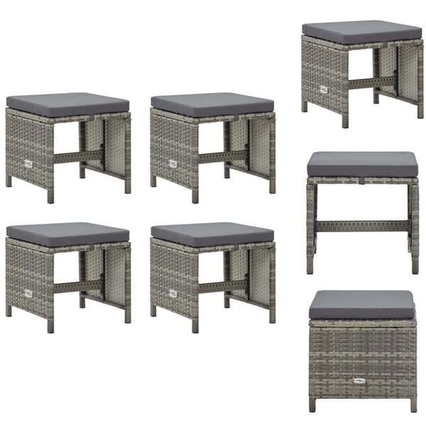 Havestole - Living haveskamler 4 stk. med hynder polyrattan grå