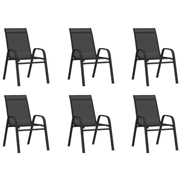 Utestolar - Living Stapelbara trädgårdsstolar 6 st svart textilentyg