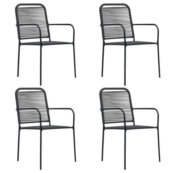 Havestole - Living havestole 4 stk. bomuldsreb og stål sort