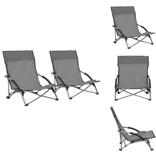 Utestolar - Living Hopfällbara strandstolar 2 st grå tyg