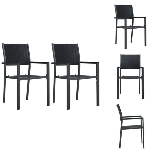 Havestole - Living havestole 2 stk. plastik rattanlook sort