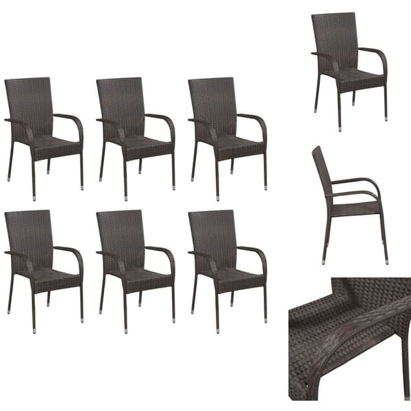 Havestole - Living stabelbare havestole 6 stk. polyrattan brun