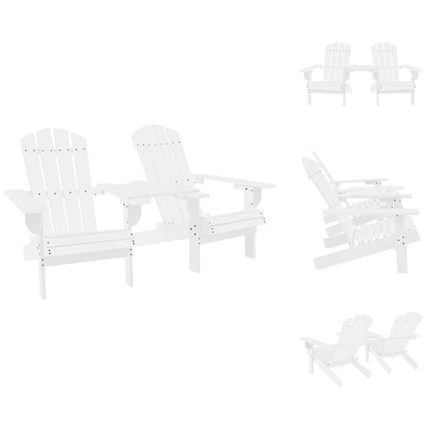 Utestolar - Living Adirondackstolar med bord massivt granträ vit