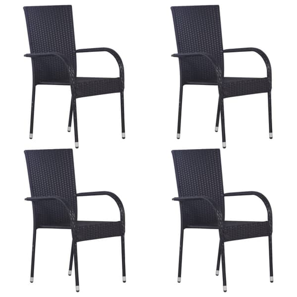 Havestole - Living havestole 4 stk. stabelbare polyrattan sort