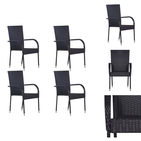 Havestole - Living havestole 4 stk. stabelbare polyrattan sort