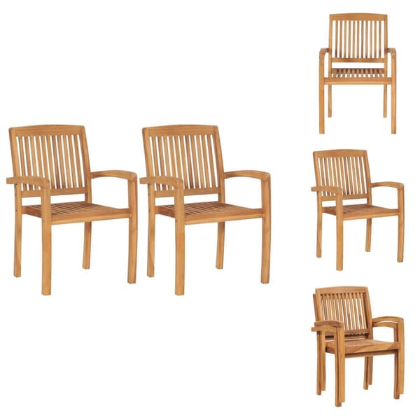 Utestolar - Living Stapelbara trädgårdsstolar 2 st massiv teak