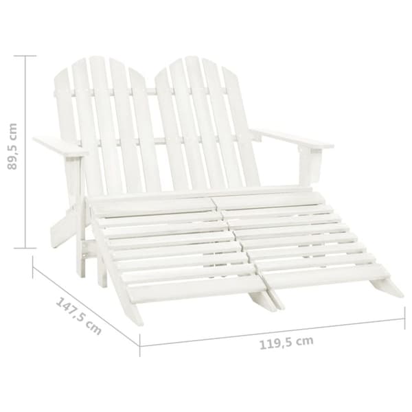 Havestole - Living 2-personers Adirondack-havestol med fodstøtte grantræ hvid