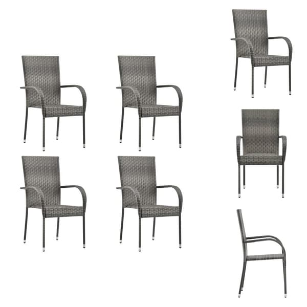 Havestole - Living havestole 4 stk. stabelbare polyrattan grå