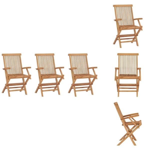Utestolar - Living Hopfällbara trädgårdsstolar 3 st massiv teak