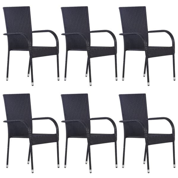 Havestole - Living havestole 6 stk. stabelbare polyrattan sort