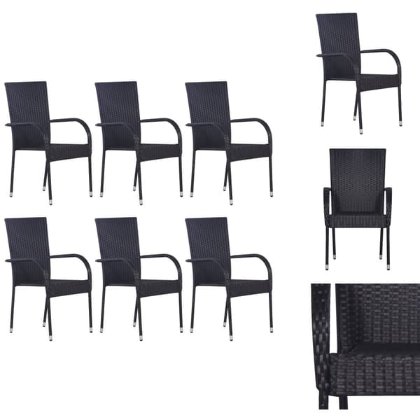 Havestole - Living havestole 6 stk. stabelbare polyrattan sort