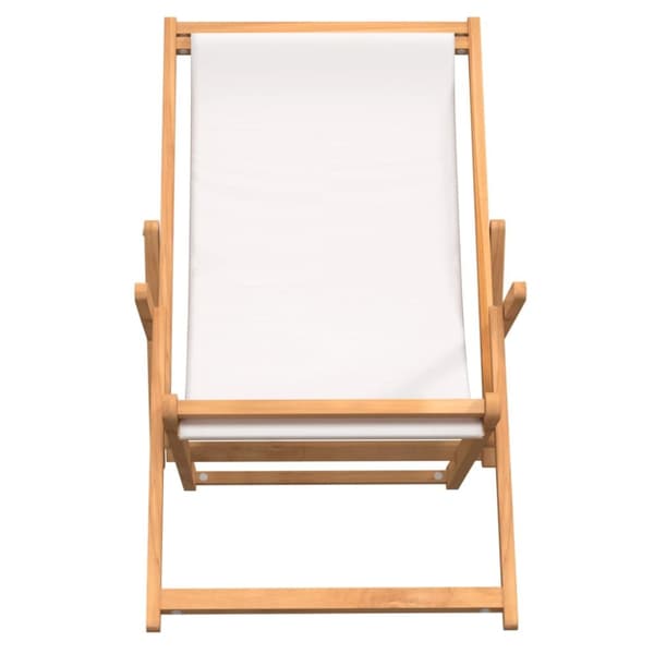 Havestole - Living foldbar strandstol massivt teaktræ cremefarvet