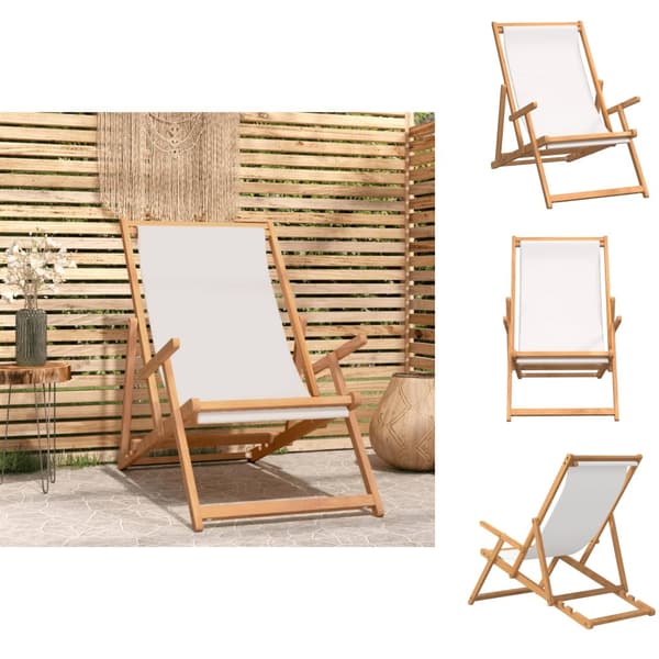 Utestolar - Living Hopfällbar strandstol massiv teak gräddvit