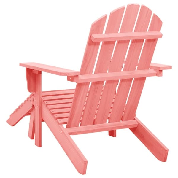 Utestolar - Living Adirondackstol med fotpall massivt granträ rosa