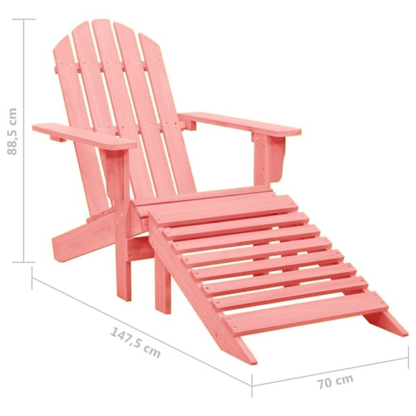 Utestolar - Living Adirondackstol med fotpall massivt granträ rosa