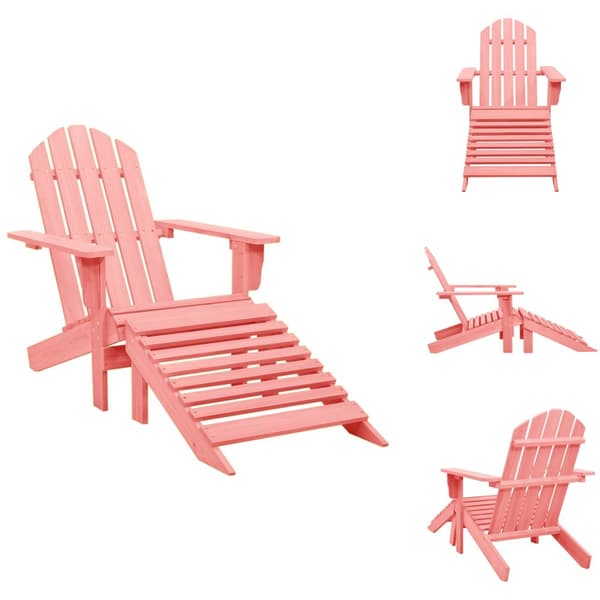 Utestolar - Living Adirondackstol med fotpall massivt granträ rosa