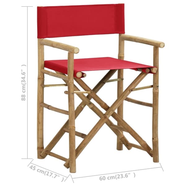Havestole - Living foldbare instruktørstole 2 stk. bambus og stof rød