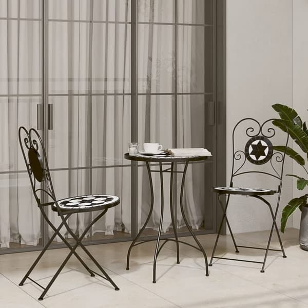 vidaXL bistrostole 2 stk. foldbar keramik sort og hvid