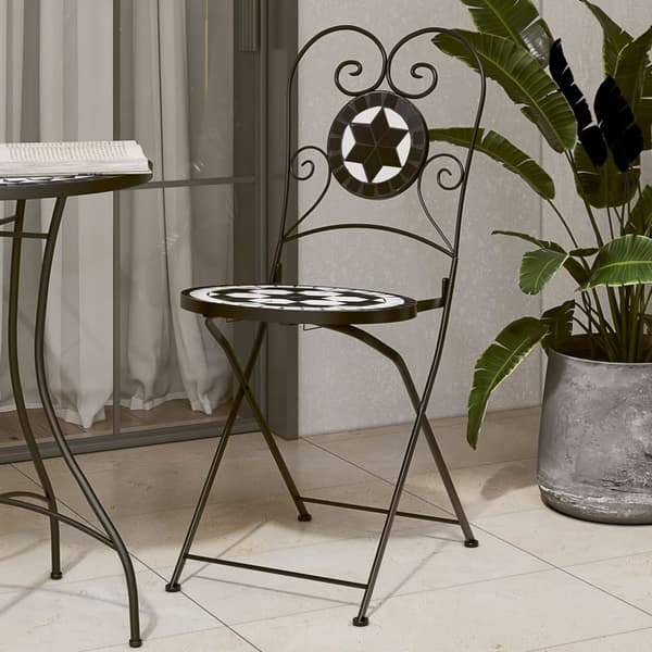 vidaXL bistrostole 2 stk. foldbar keramik sort og hvid