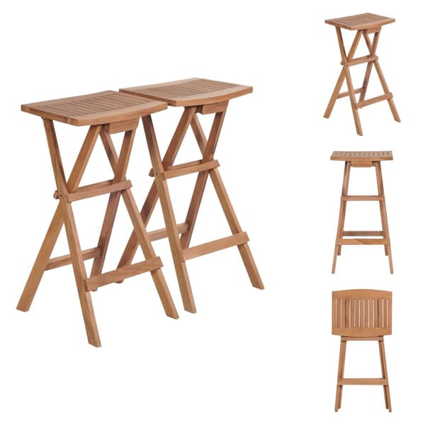 Havestole - Living foldbare barstole 2 stk. massivt teaktræ