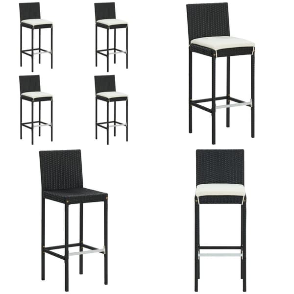 Barstole til haven med hynder 4 stk. Polyrattan sort - Barstol - Barstole - Home & Living