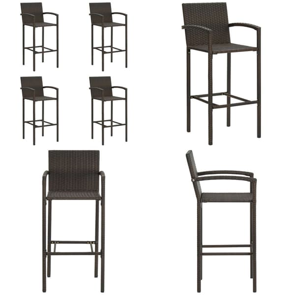 Barstole 4 stk. Polyrattan brun - Barstol - Barstole - Home & Living