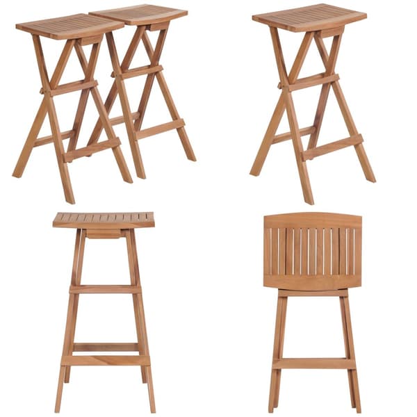 Hopfällbara barstolar 2 st massiv teak - Barpall - Barpallar - Home & Living