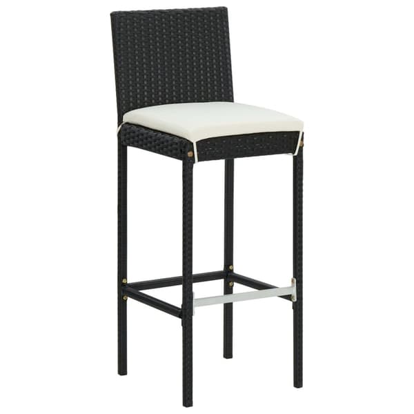 Barstolar för utomhusbruk med dynor 2 st svart konstrotting - Barstolar - Barstol - Home & Living