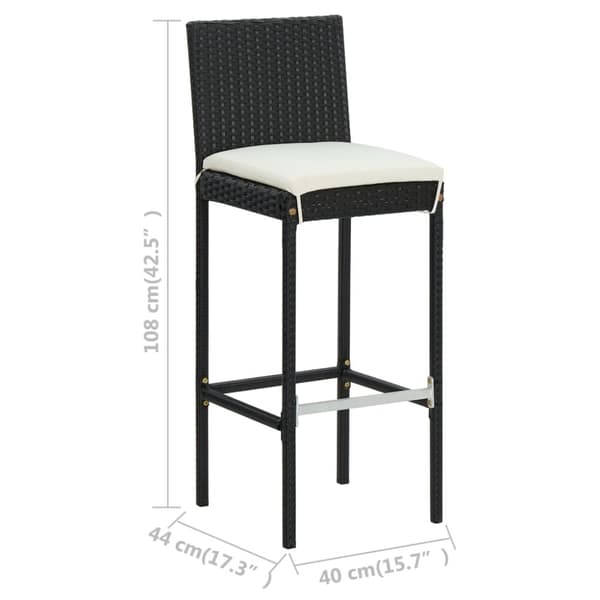 Barstolar för utomhusbruk med dynor 2 st svart konstrotting - Barstolar - Barstol - Home & Living