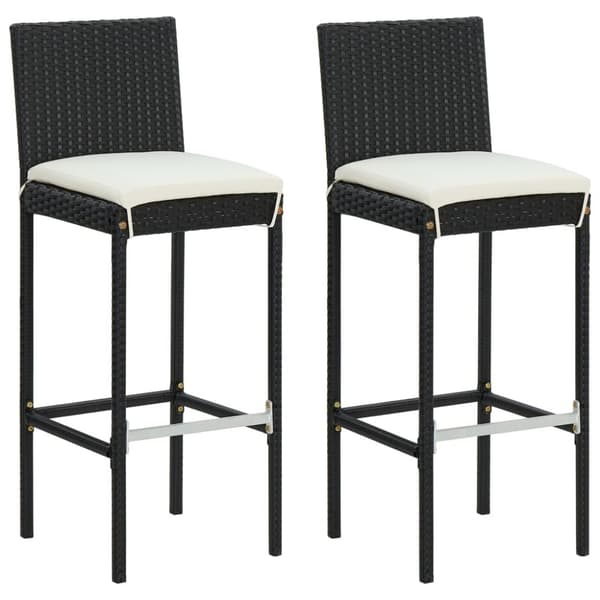 Barstolar för utomhusbruk med dynor 2 st svart konstrotting - Barstolar - Barstol - Home & Living