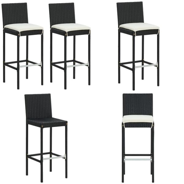 Barstolar för utomhusbruk med dynor 2 st svart konstrotting - Barstolar - Barstol - Home & Living