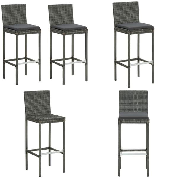 Barstolar för utomhusbruk med dynor 2 st grå konstrotting - Barstolar - Barstol - Home & Living