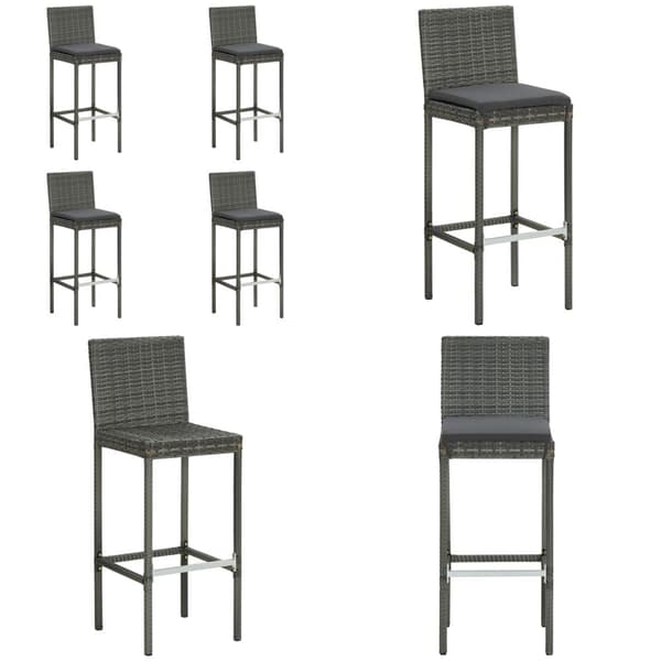Barstolar för utomhusbruk med dynor 4 st grå konstrotting - Barstolar - Barstol - Home & Living