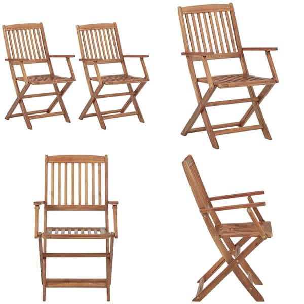 Foldbare havestole 2 stk. Massivt akacietræ - Udendørs Stol - Udendørs Stole - Home & Living