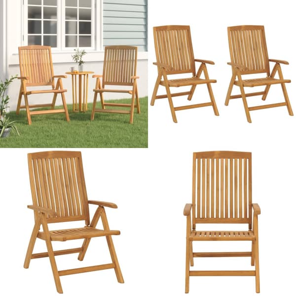 Justerbara trädgårdsstolar 2 st massiv teak - Stol - Stolar - Home & Living