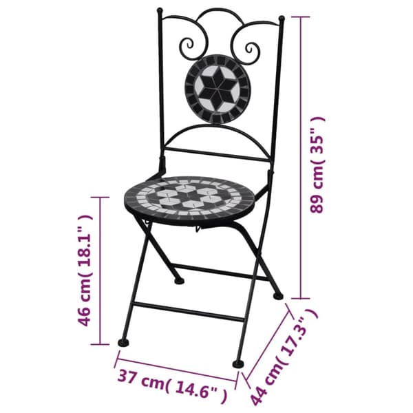 Hopfällbara caféstolar 2 st keramik svart och vit - Trädgårdsmöbler - Trädgårdsmöbel - Home & Living