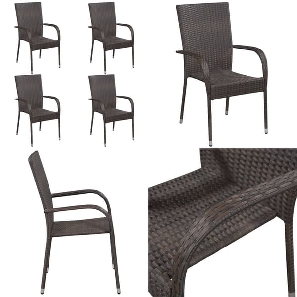 Stapelbara trädgårdsstolar 4 st konstrotting brun - Matstol - Matstolar - Home & Living