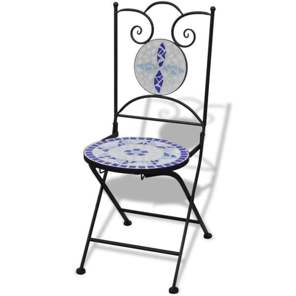Foldbare bistrostole 2 stk. Keramik blå og hvid - Havestole - Havestole - Home & Living