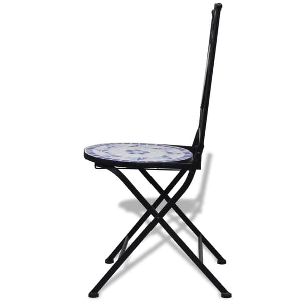 Foldbare bistrostole 2 stk. Keramik blå og hvid - Havestole - Havestole - Home & Living