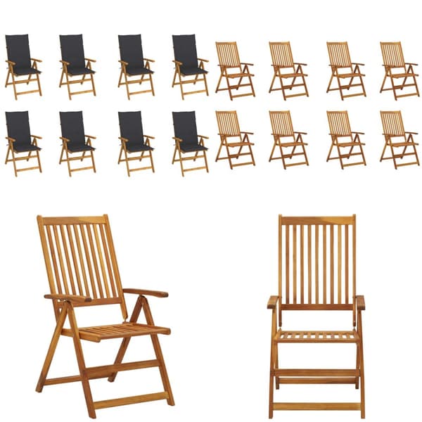 Foldbare havestole med hynder 8 stk. Massivt akacietræ - Havestol - Havestole - Home & Living