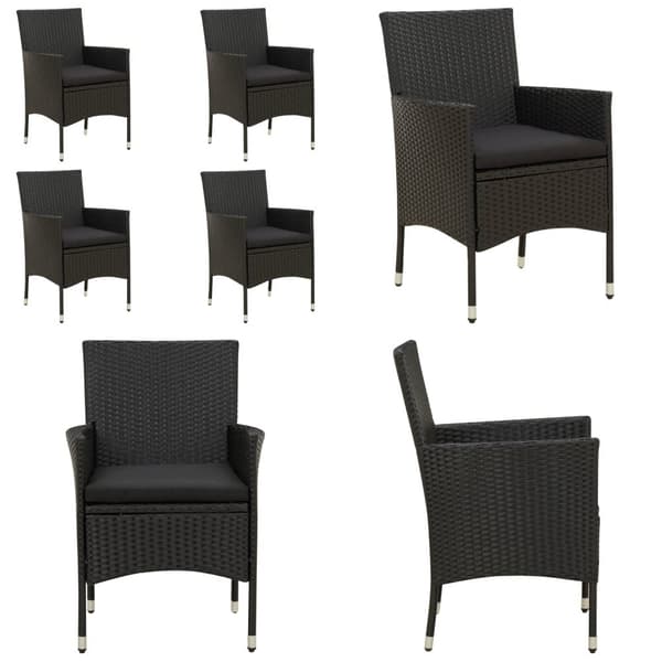 Havestole med hynder 4 stk. Polyrattan sort - Havestol - Havestole - Home & Living