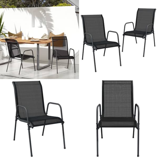 Havestole 2 stk. Stål og textilene sort - Havestol - Havestole - Home & Living